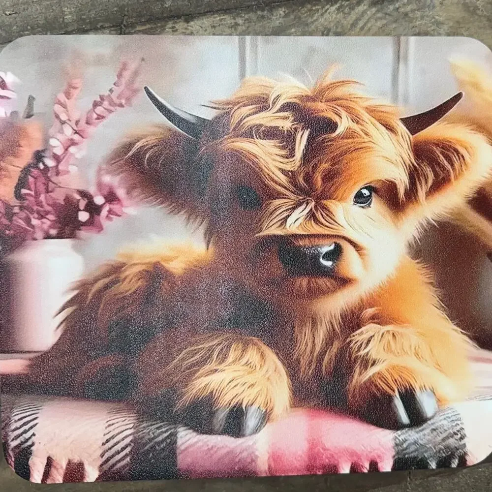 Highland Cow A5 Binder with stationery paper & mousepad and canvas tote bag